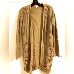 Long  knitted cardigan , distressed, Arizona jean. Small